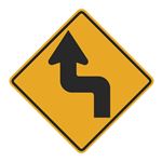 Left and Right Turns Ahead (Graphic) Sign 24 x 24